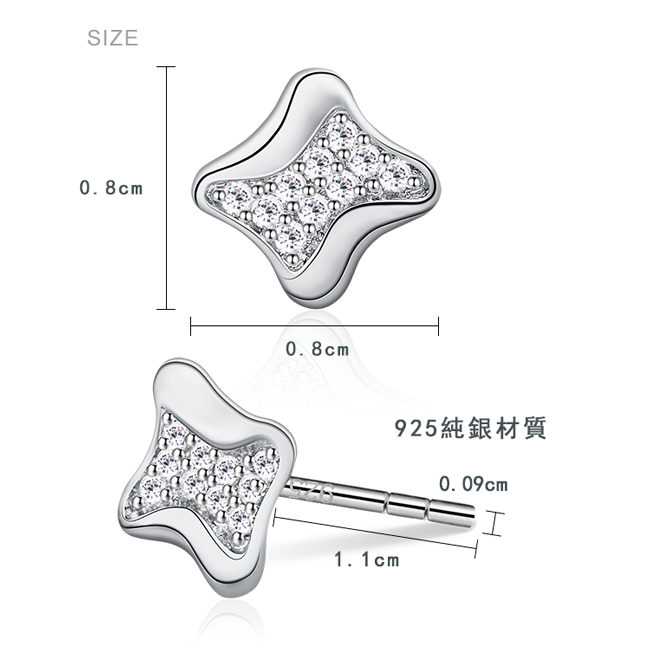 GIUMKA日韓小耳釘通體925純銀耳環女抗過敏浪漫約會銀色MFS06018