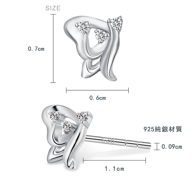 GIUMKA純銀耳環小蝴蝶S925穿耳貼式耳釘翩翩飛舞送禮銀飾品牌推薦MFS06044