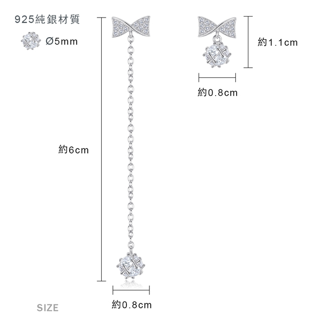 GIUMKA純銀耳環 不對稱蝴蝶結925純銀品牌推薦 三色任選 垂墬式耳飾MFS07129