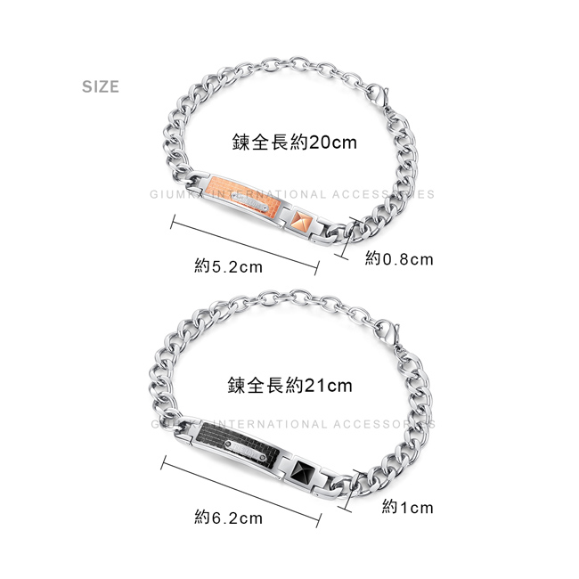 GIUMKA刻字紀念鋼手鏈真愛相隨格紋男女情侶手鍊生日情人節送禮推薦鋼飾單鍊價MH08015