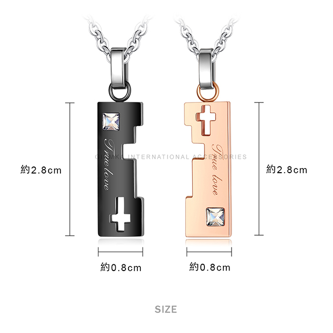 GIUMKA十字架造型情侶項鍊 忠貞愛情 情人對鍊 白鋼情人 簍空 單個價格 MN08028